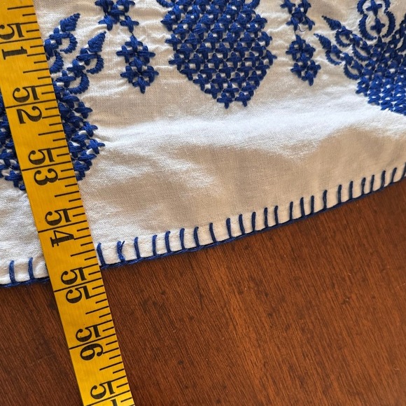 Farm Rio NWT SZXL The Jungle Scarf Blue White Embroidered Halter Maxi Dress Belt - Picture 14 of 16